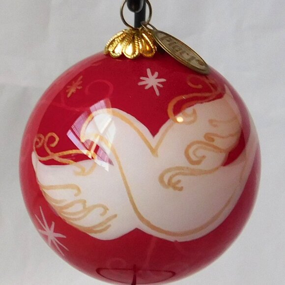 Pier 1 Li Bien Lot of 2 Glass Dated Peace Dove Ornament 2015 & 2012 in box - Picture 4 of 14